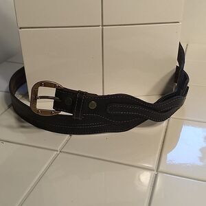 Etienne Aigner Black Leather Skinny Belt